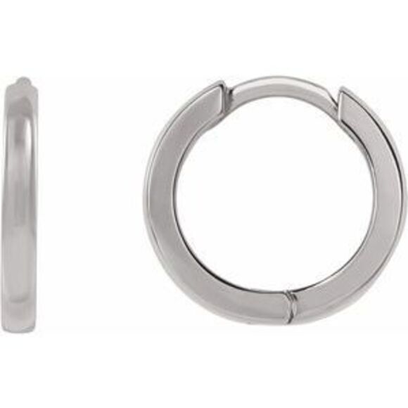 14K White Hinged 12.5 mm Hoop Earring,All Products : American Fashion Style Bags On Sale